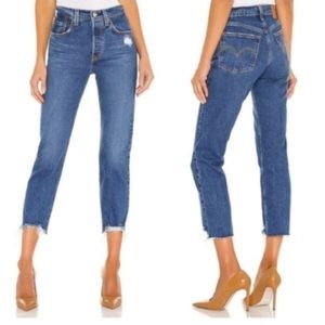 Levi's 501 Crop High Rise Denim Jeans Charleston Fun Straight Leg